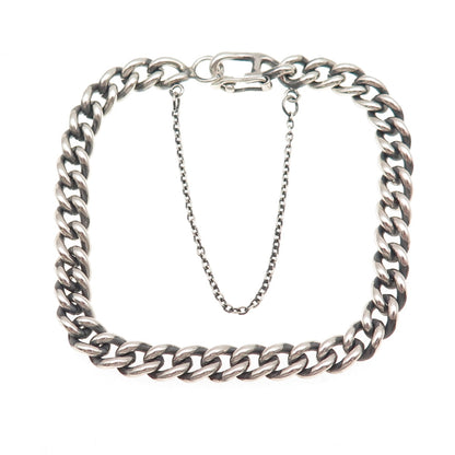 Warmet 916 Silver Vintage Poland Curb Link Oxidized Bracelet 7.5"