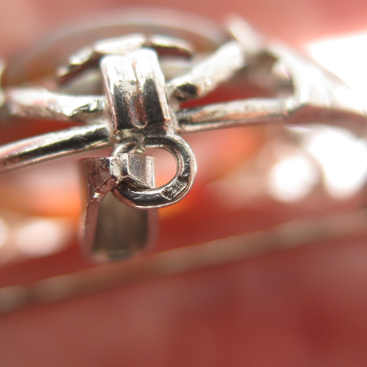 835 Silver Vintage Netherlands Real Fire Agate Gem Ornate Frame Pendant / Brooch