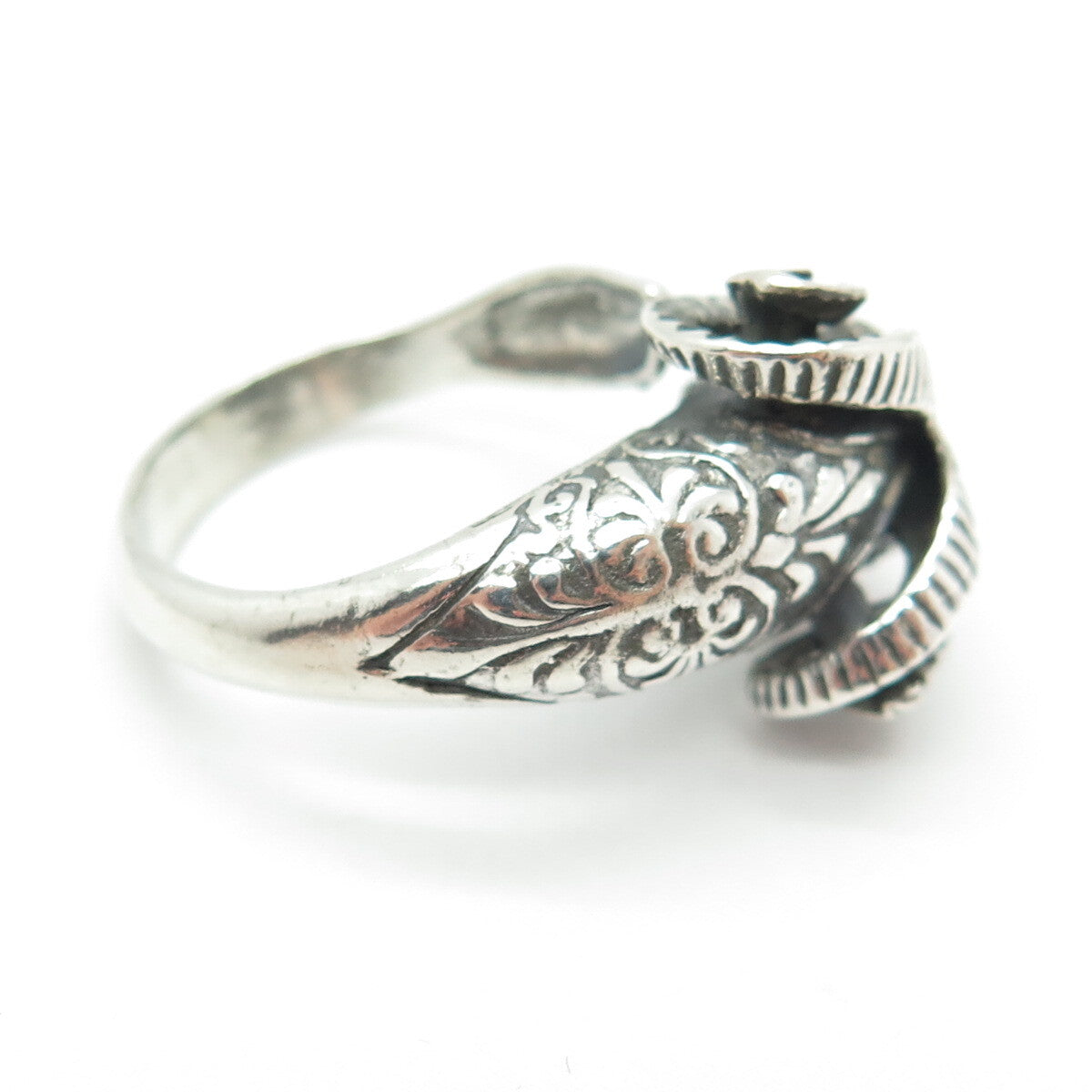925 Sterling Silver Vintage Aries Zodiac Sign Oxidized Adjustable Ring Size 9.25
