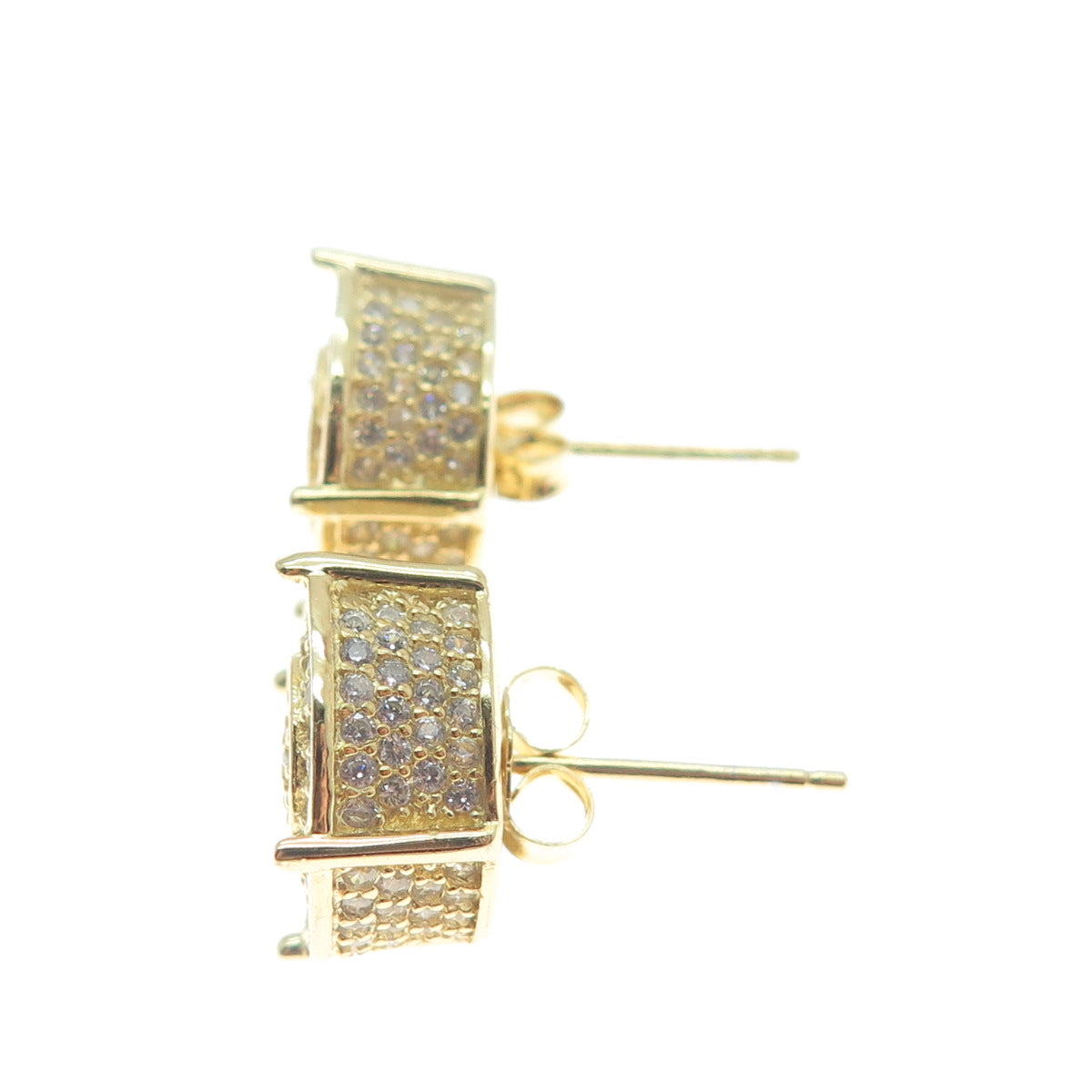 925 Sterling Silver Gold Plated Round-Cut C Z Sparkle Stud Earrings