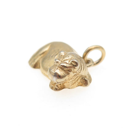 925 Sterling Silver Gold Plated Vintage Hippopotamus Charm Pendant