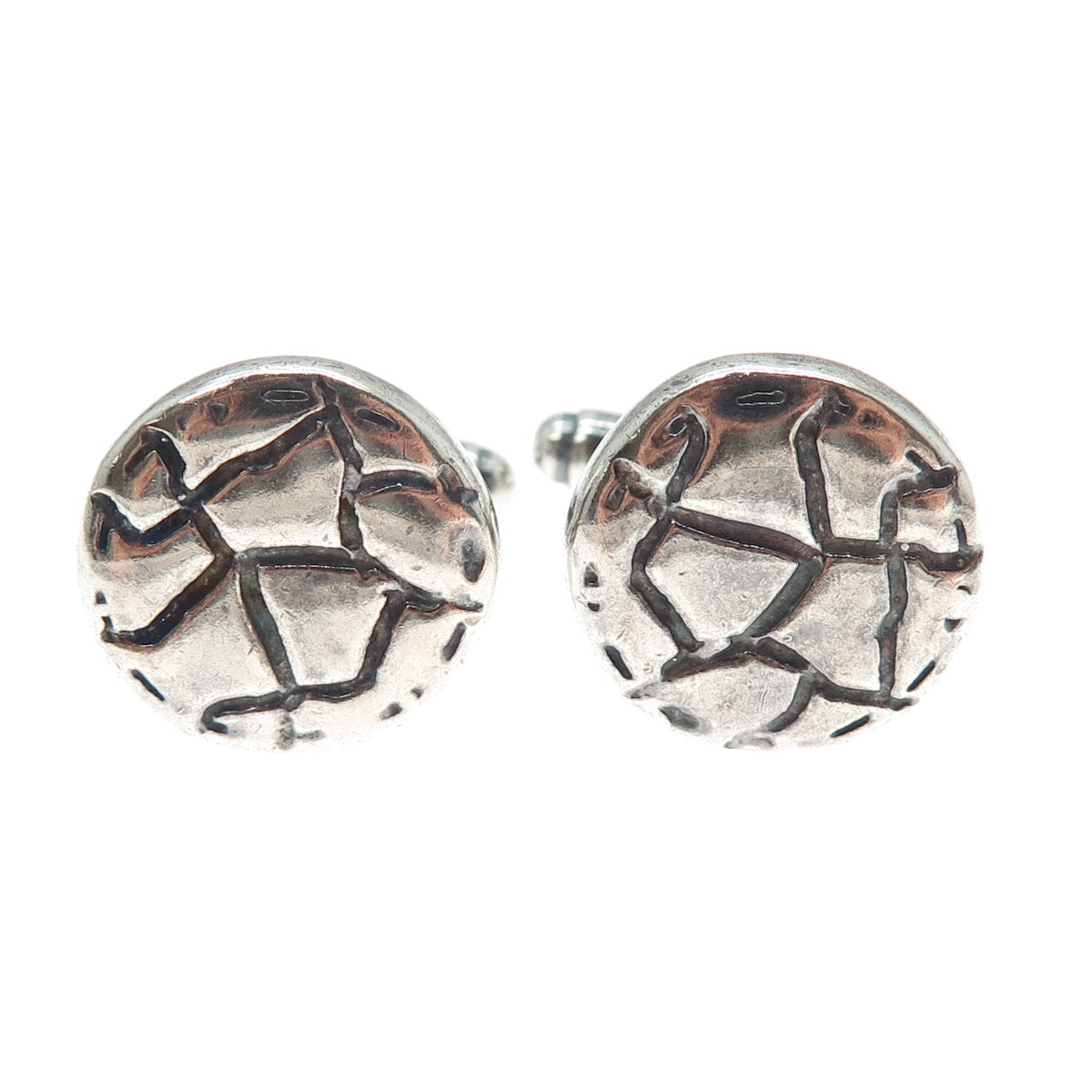 925 Sterling Silver Vintage Modernist Desert Oxidized Cufflinks