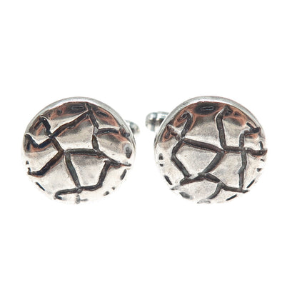925 Sterling Silver Vintage Modernist Desert Oxidized Cufflinks
