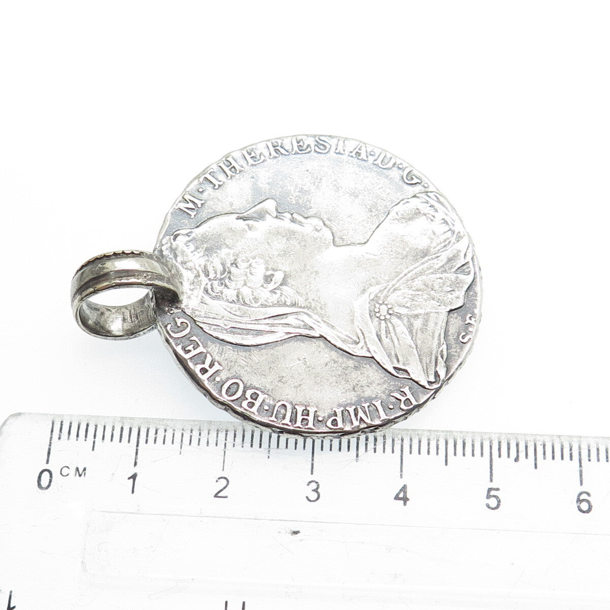 833 Silver Antique 1780 Austrian Empire "1 Thaler - Maria Theresia" Coin Pendant