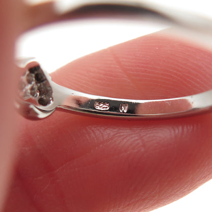 925 Sterling Silver Round-Cut C Z Heart Ring Size 6.25