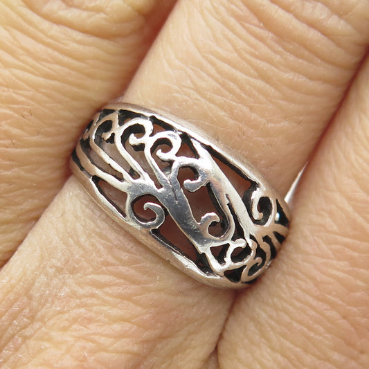 CHARLES WINSTON 925 Sterling Silver Vintage Ornate Ring Size 7.5