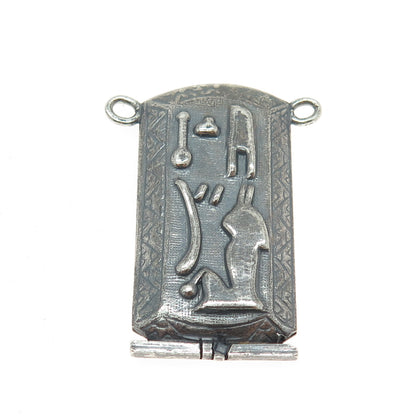 800 Silver Vintage Egyptian Cartouche Oxidized Centerpiece Pendant