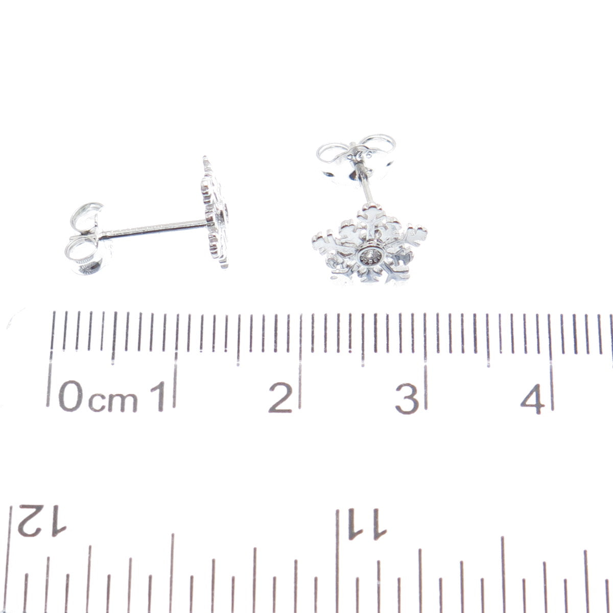 925 Sterling Silver Round-Cut C Z Snowflake Stud Earrings
