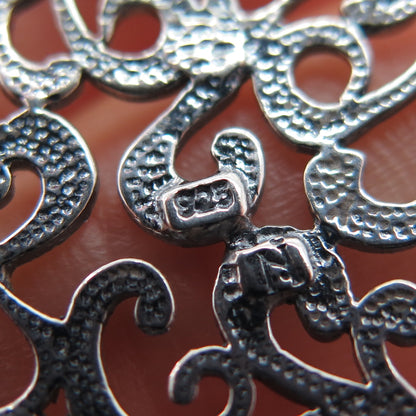925 Sterling Silver Vintage Ornate Round Pendant