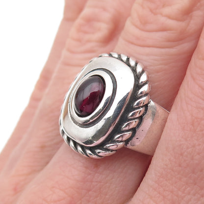 925 Sterling Silver Vintage Real Rhodolite Oxidized Ring Size 7
