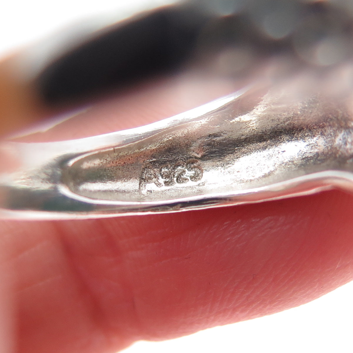 925 Sterling Silver Vintage Real Kingman Turquoise Beaded Oxidized Ring Size 8