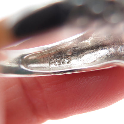 925 Sterling Silver Vintage Real Kingman Turquoise Beaded Oxidized Ring Size 8