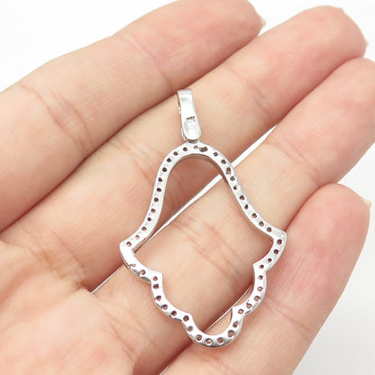 925 Sterling Silver C Z Hamsa Amulet Pendant