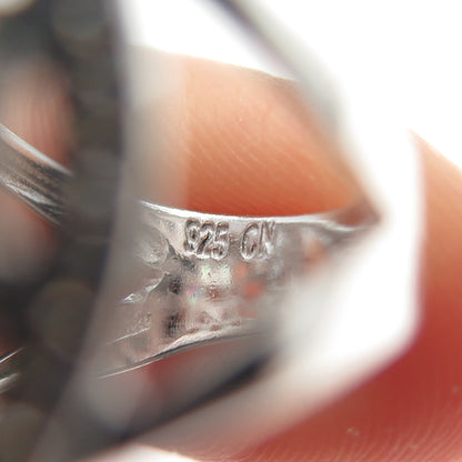 925 Sterling Silver Round-Cut C Z Sun / Flower Ring Size 5.5