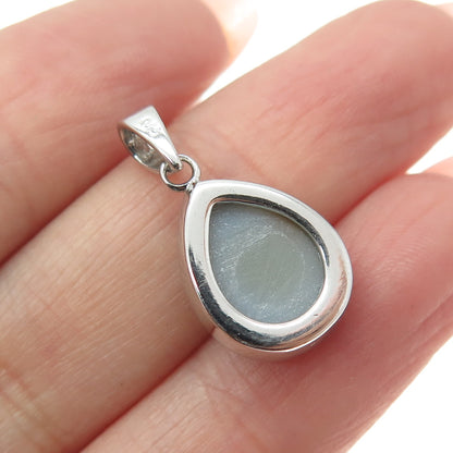 925 Sterling Silver Real Druzy Teardrop Pendant