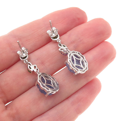 Chuck Clemency 925 Sterling Silver Real Tanzanite Amethyst & Peridot Earrings