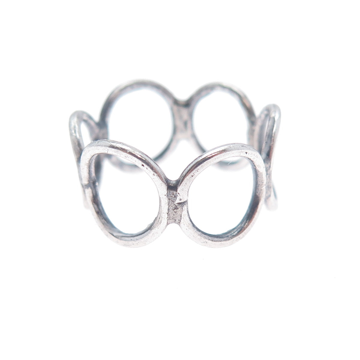 925 Sterling Silver Vintage Circle Link Oxidized Ring Size 6.5