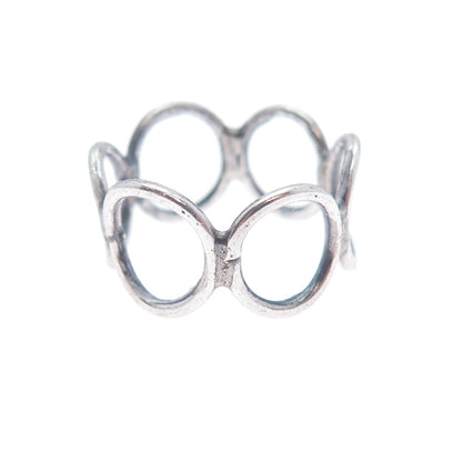 925 Sterling Silver Vintage Circle Link Oxidized Ring Size 6.5