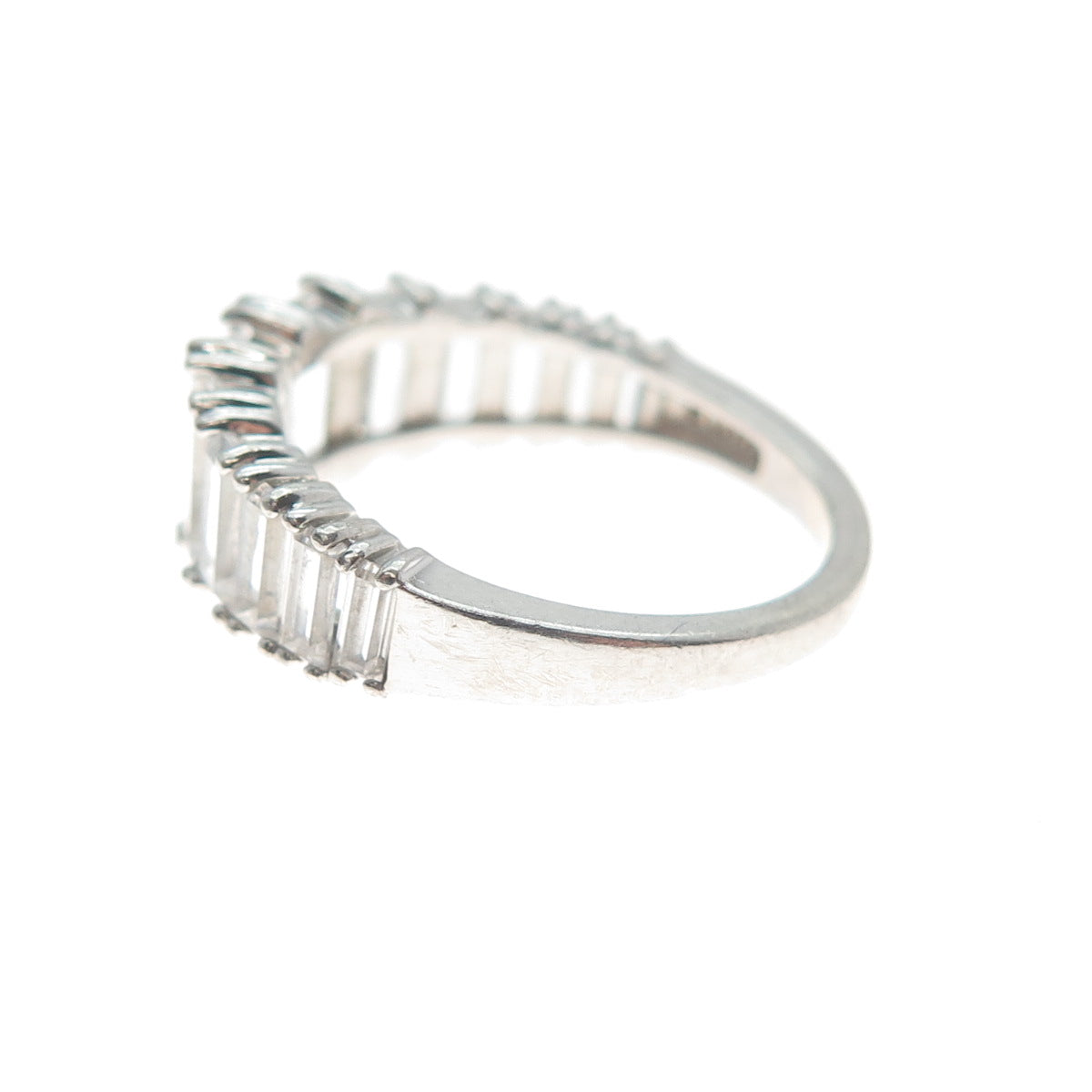925 Sterling Silver Graduated Emerald-Cut C Z Promise Ring Size 6.25