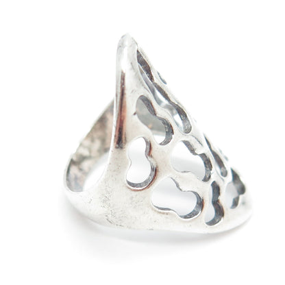925 Sterling Silver Vintage Modernist Statement Ring Size 5.75