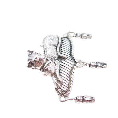 JEZLAINE 925 Sterling Silver Vintage Resting Cat Oxidized Pin Brooch