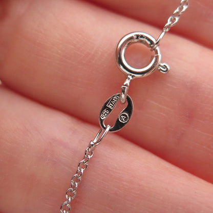 925 Sterling Silver Real Diamond Heart Cable Chain Necklace 16"