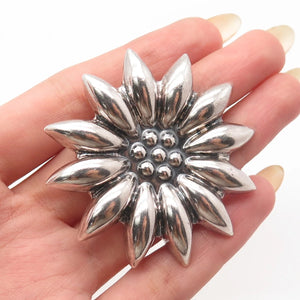 925 Sterling Silver Vintage Mexico MWS Floral Pin Brooch / Pendant