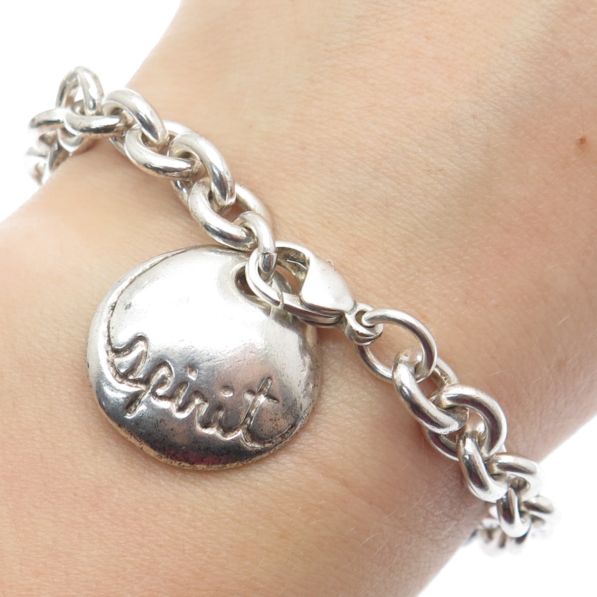 ROBERT LEE MORRIS STUDIO Sterling Silver Vintage Spirit Cable Link Bracelet 7"