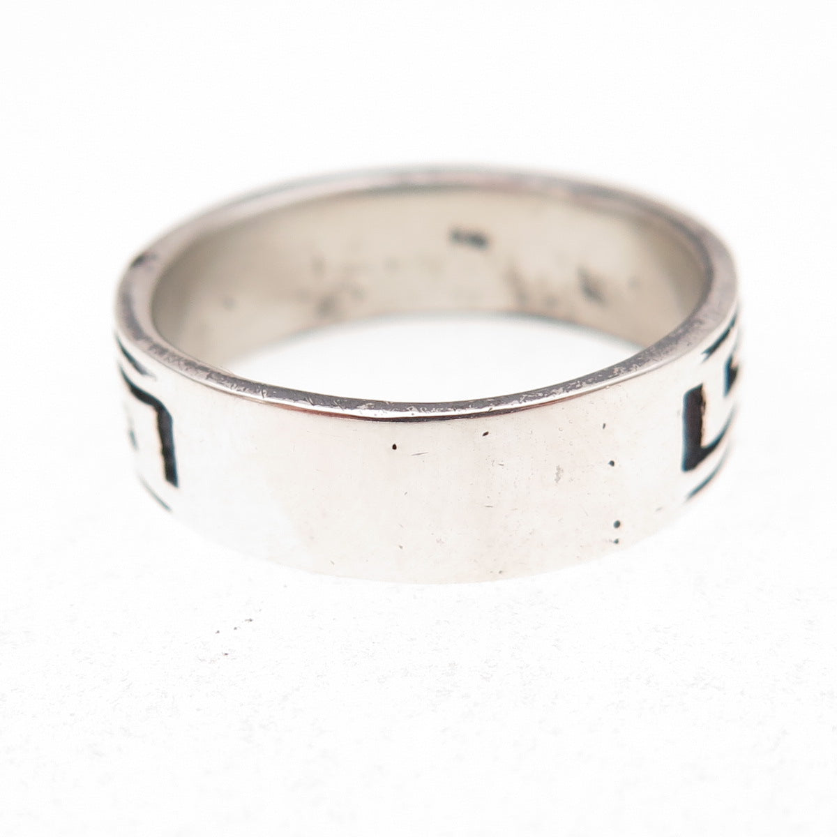 925 Sterling Silver Vintage Greek Maze Oxidized Band Ring Size 8.25
