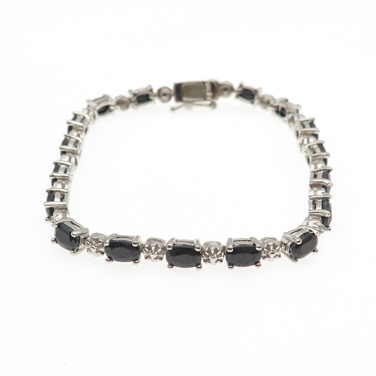 Michelle Albala 925 Sterling Silver Real Diamond Accent Sapphire Bracelet 7.25"