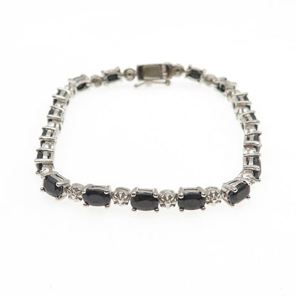 Michelle Albala 925 Sterling Silver Real Diamond Accent Sapphire Bracelet 7.25"