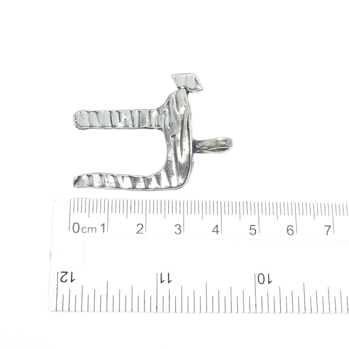 925 Sterling Silver Vintage Chai Judaica Oxidized Charm Pendant