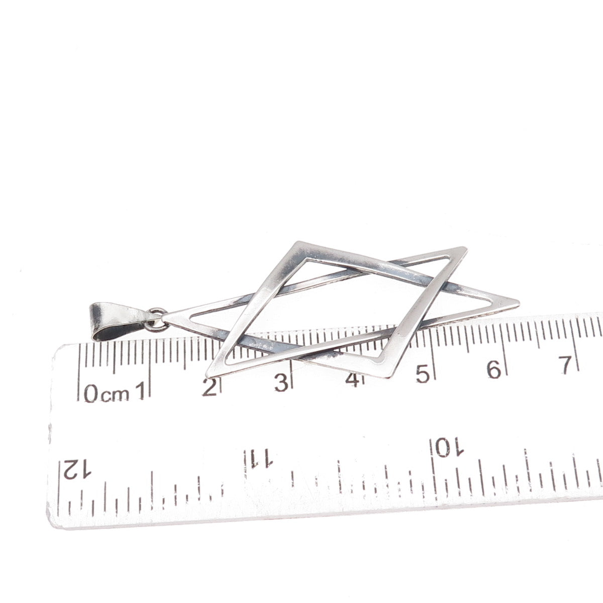 925 Sterling Silver Vintage Israel Star of David Oxidized Charm Pendant