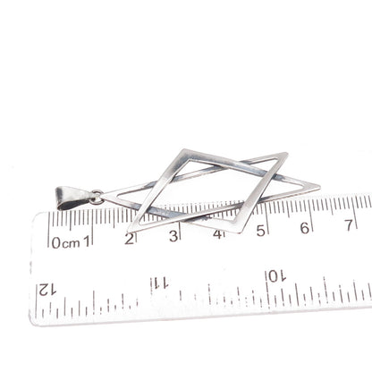 925 Sterling Silver Vintage Israel Star of David Oxidized Charm Pendant