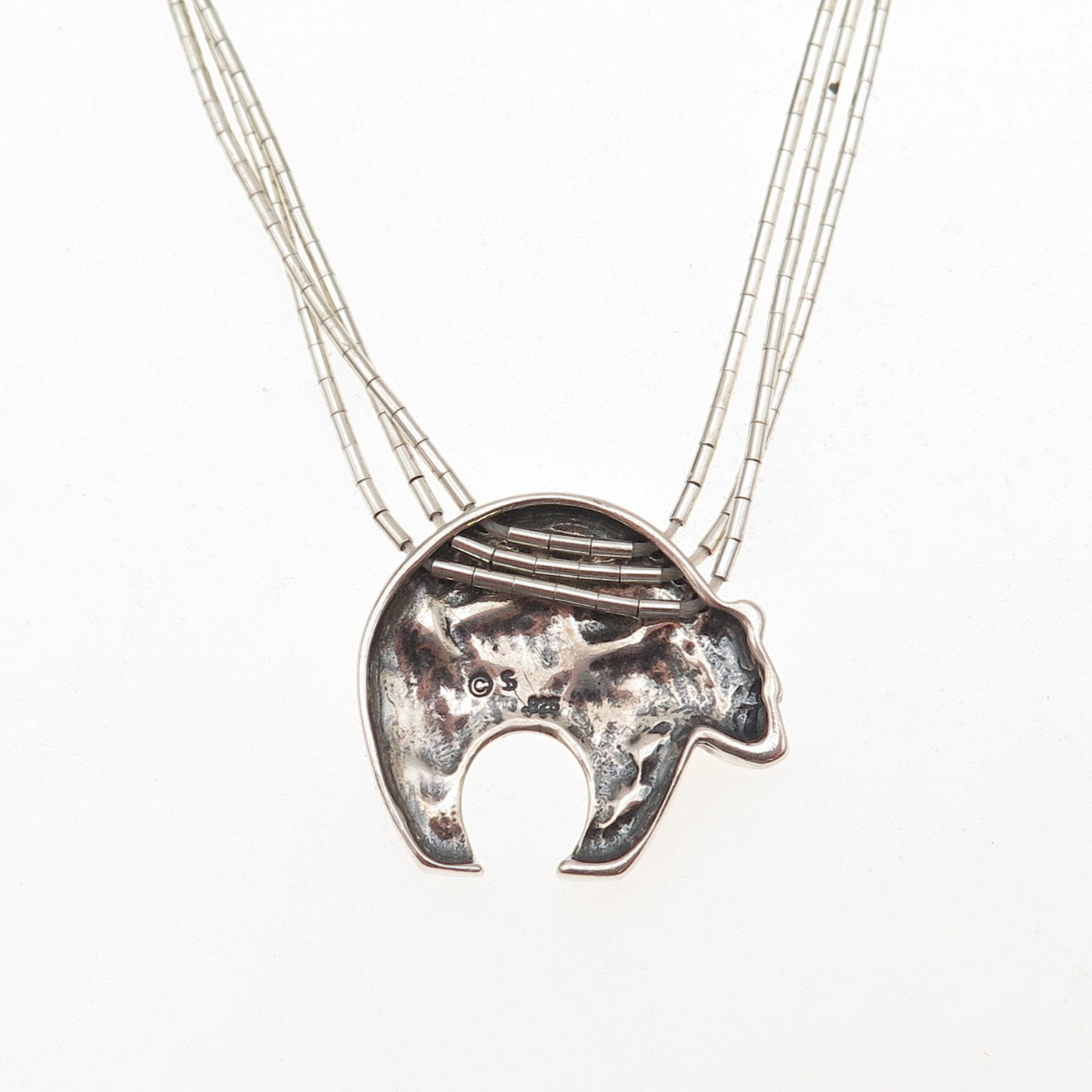 Shube 925 Sterling Silver Vintage Southwestern Bear Liquid Chain Necklace 16-20"