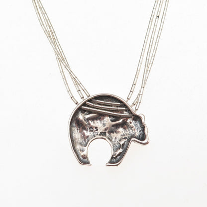 Shube 925 Sterling Silver Vintage Southwestern Bear Liquid Chain Necklace 16-20"