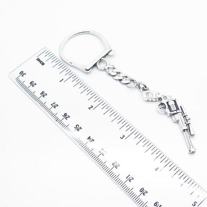 925 Sterling Silver Vintage Revolver Cuban Chain Key Ring