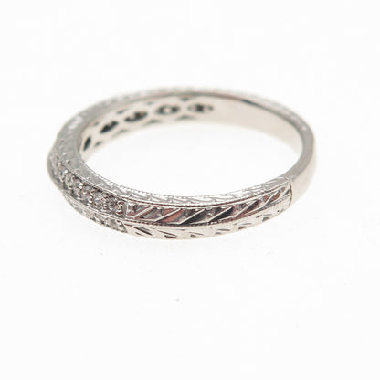 925 Sterling Silver Round-Cut C Z Half Eternity Band Ring Size 7.25