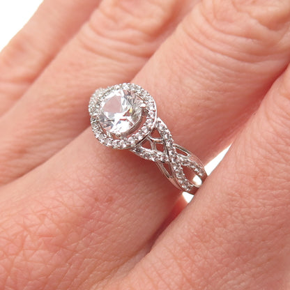 Jane Seymour 925 Sterling Silver Real White Topaz Engagement Ring Size 6.75