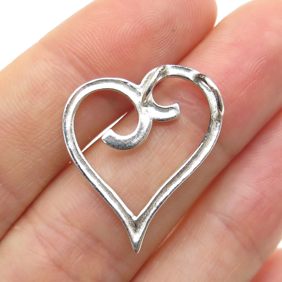 925 Sterling Silver Vintage Swirl Heart Pendant