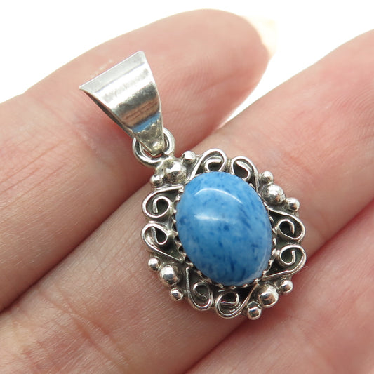 NELSON BURBANK 925 Sterling Silver Vintage Southwestern Denim Lapis Gem Pendant