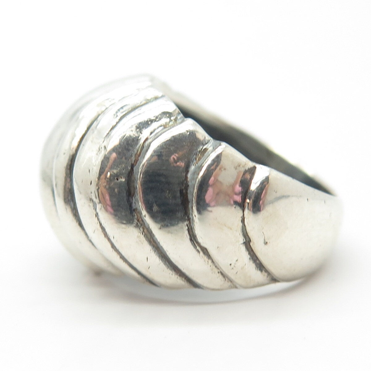 925 Sterling Silver Vintage Mexico Ribbed Ring Size 7.25