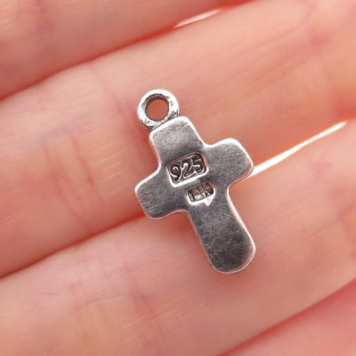 925 Sterling Silver 14K Gold Vintage Peace Floral Cross Oxidized Charm Pendant