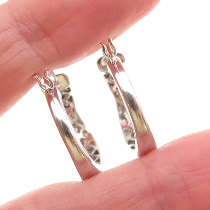 Platinaire Sterling Silver Real Round-Cut Diamond Crisscross Hoop Earrings