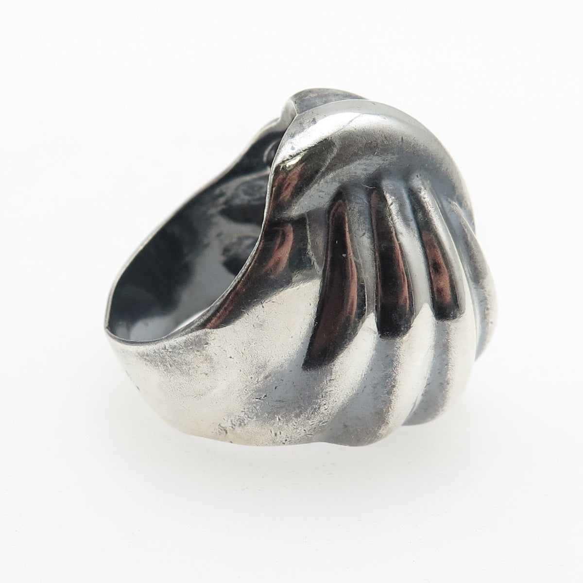 925 Sterling Silver Vintage Mexico Modernist Oxidized Statement Ring Size 10.25