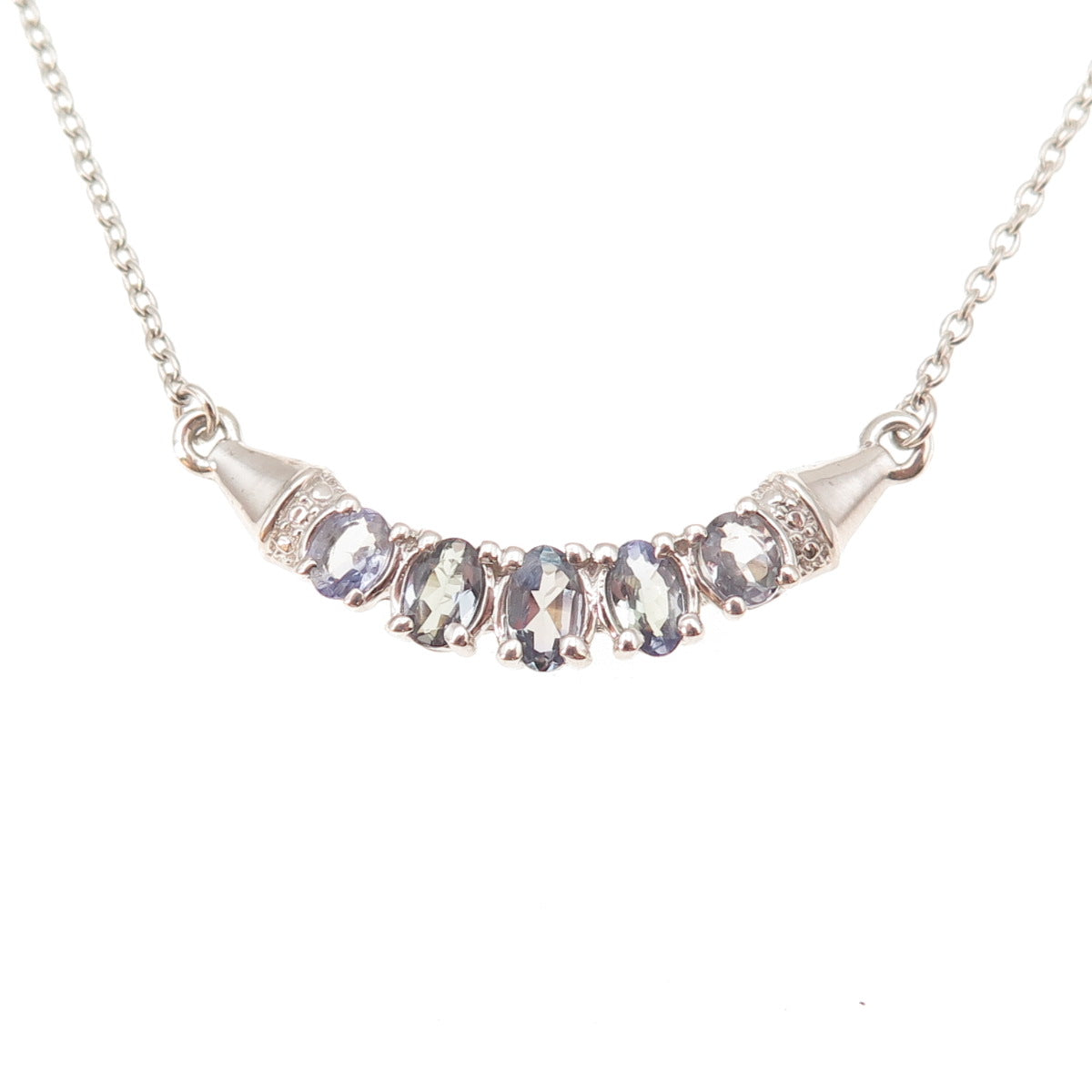 Chuck Clemency 925 Sterling Silver Real Tanzanite Cable Chain Necklace 18"