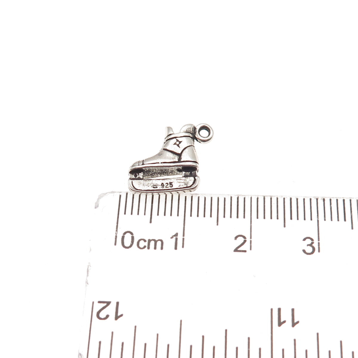 Sunwest 925 Sterling Silver Vintage Ice Skate Shoe Oxidized Mini Charm Pendant