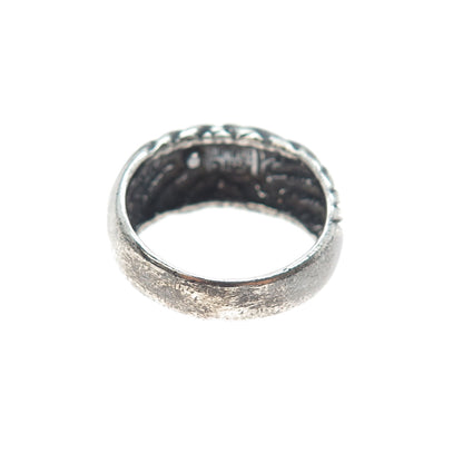 MASHA 925 Sterling Silver Vintage Modernist Oxidized Ring Size 7.5