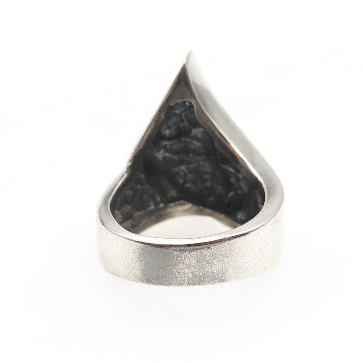 925 Sterling Silver Vintage Modernist Claw Oxidized Ring Size 7