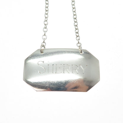 925 Sterling Silver Antique Art Deco Sherry Bottle Tag